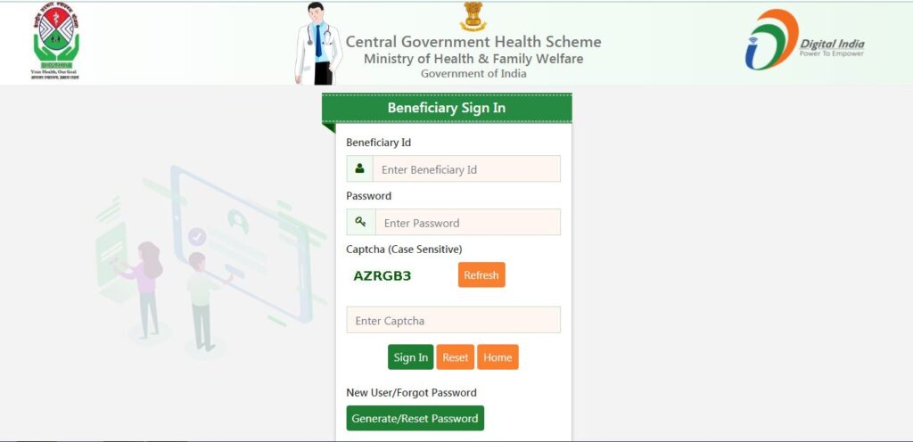 Do Beneficiary Login Under Central Government Health Scheme