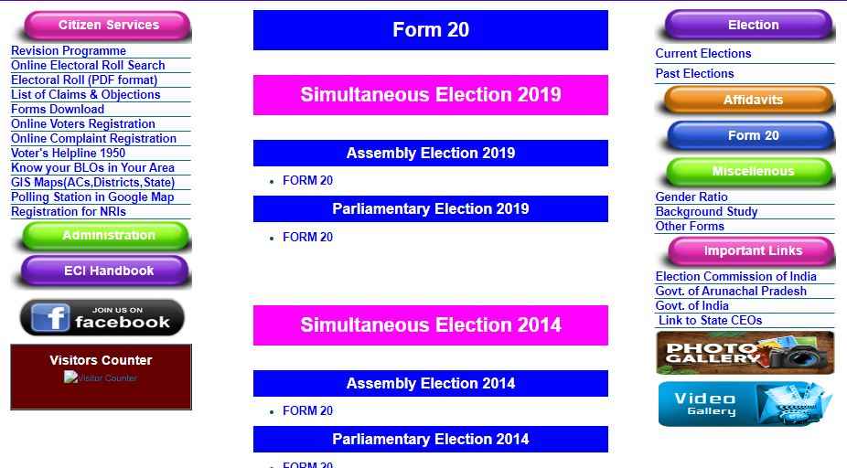 Downloading Form 20 Under Arunachal Pradesh Voter List