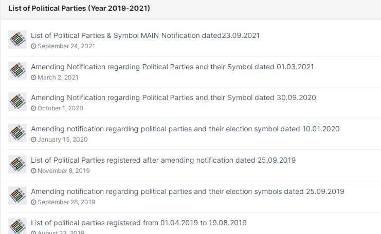 Viewing List Of Political Parties