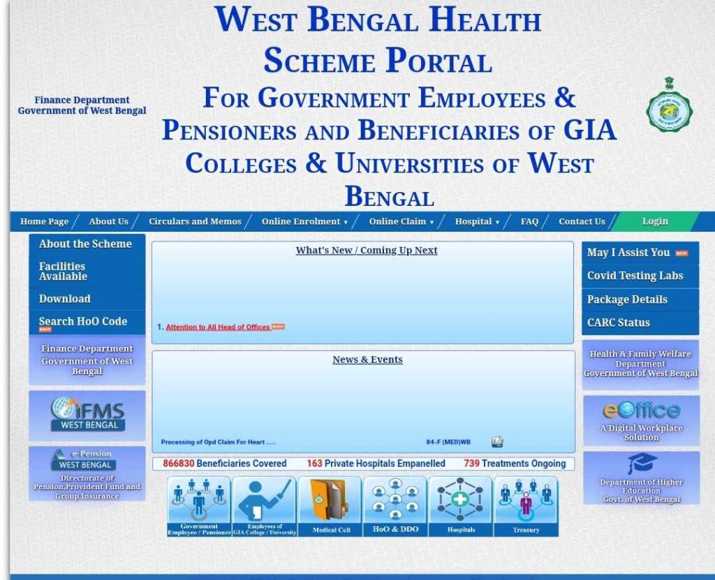 Process To Apply Online Under West Bengal Health Scheme 
